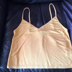 3 X $ 12 FOREVER 21  MUSTARD CROP TOP SPAGHETTI STRAPS SZ M STRETCHY